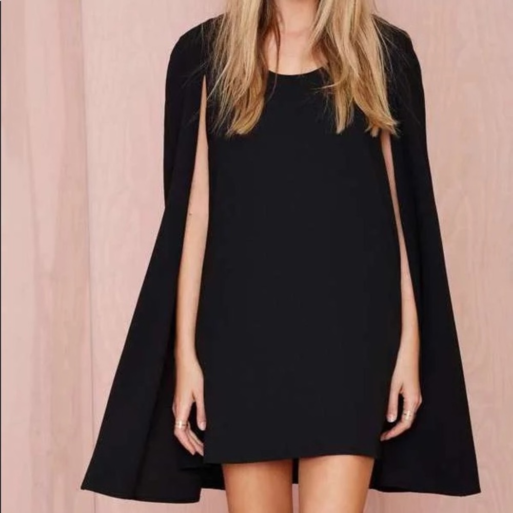Nasty Gal Black Cape Mini Dress